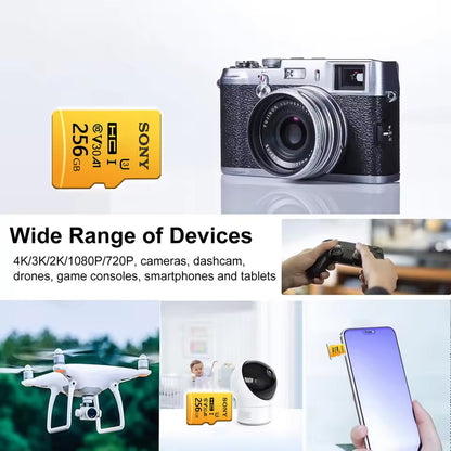 Cartão Micro SD SONY C10 Cartão de Memória Flash TF 512GB 128GB 256GB 64GB Mini Cartão SD TF com Leitor de Cartão para Armazenamento Digital