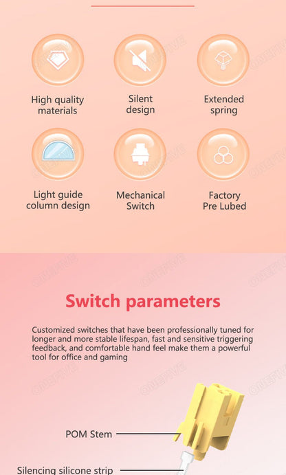 Outemu Silent Peach V3 Switch Lubrificado Silent Lemon V3 Switches Teclado Mecânico Linear Tátil 5 Pinos Hot-swap PA66 Pré-Lubrificado POM