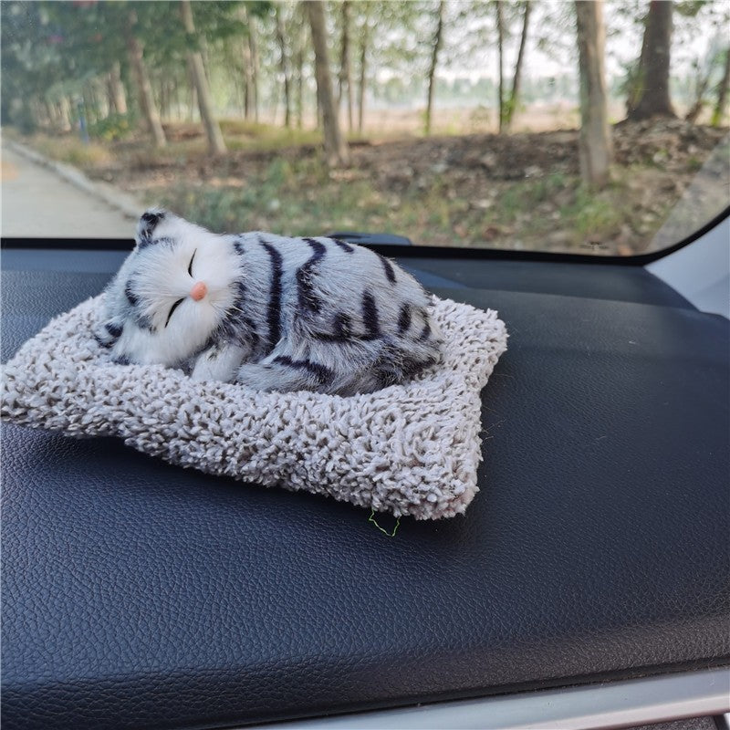 Car Ornaments Cute Simulation Sleeping Cats Decoration Automobiles Lovely Plush Kittens Doll Toy Children Gifts Auto Accessories