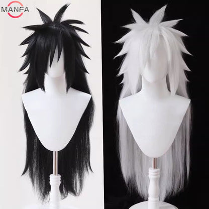 Perucas de Cosplay Uchiha Madara Longas Resistentes ao Calor Cabelo Sintético Perucas de Anime de Jogo + Touca de Peruca
