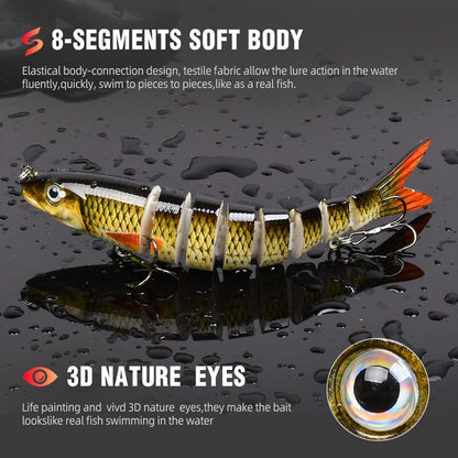 Iscas de Pesca Multi Articuladas Swimbait Crank Bait Isca Artificial Biônica de Afundamento Lento Água Doce Água Salgada Acessórios de Pesca de Truta Baixo