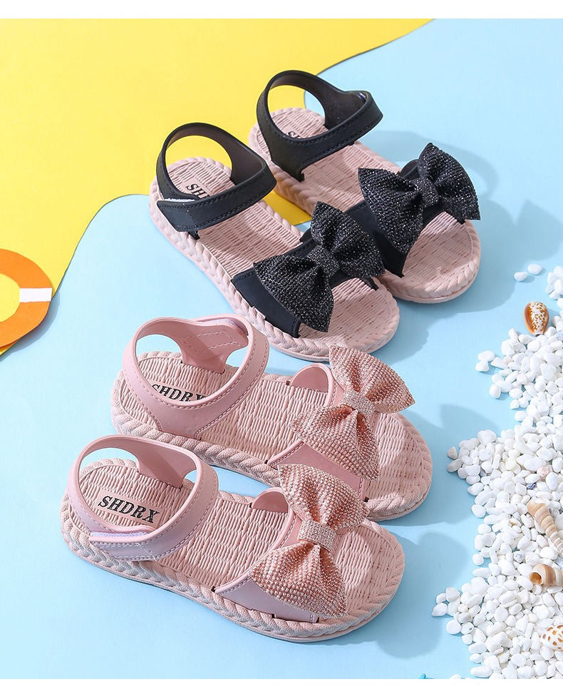 Girls Sandals Summer New Arrival Korean Style Big Kids Casual Flat Soft Sole Princess Shoes Versatile Little Girls Beach Sandals
