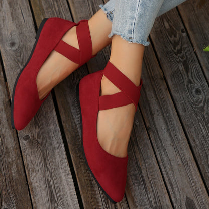 Women's Shoes Ballet Flats Shoes 2025 Spring/autumn Strap Ankle Elastic Sexy Ladies Elegant Comfortable Flats Shoes Size 36-43