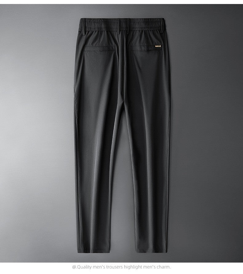 TFETTERS Brand Summer Men Pants New Elastic Waist Casual Solid Color Pants Ice Silk Thin Straight Breathable Loose Sweatpant Men