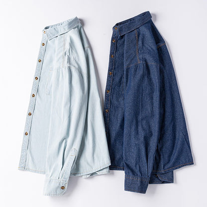 Brand Elastic Cotton Denim Shirt Men Long Sleeve Quality Cowboy Shirts for Men Casual Slim Fit Mens Designer Clothing