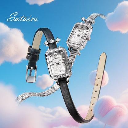 Sotoiru Square Watch For Women Leather Strap Quartz Wristwatch Elegant Dress Watch Christmas Gifts For Girlfriend ?????