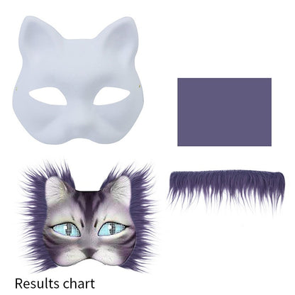 Therian Mask Kit Hand-Made Fox Themed Blank Half Face Hand-painted Mask DIY Masks For Makeup Ball Halloween Party Christmas Gift