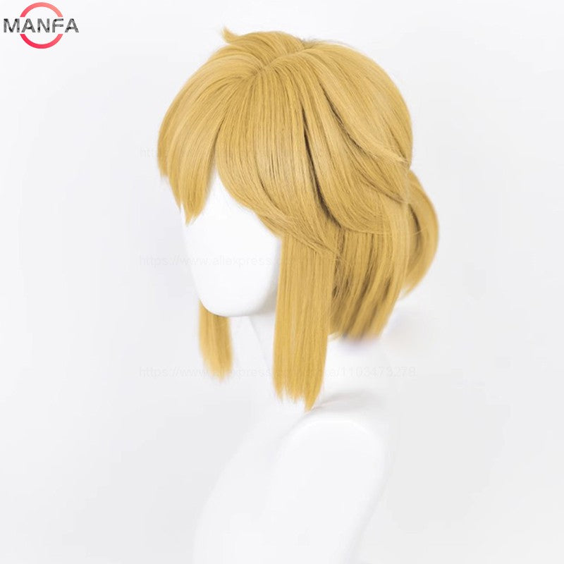 Peruca de Cosplay Link de Alta Qualidade Peruca Loiro Marrom Cosplay Anime Perucas Sintéticas Resistentes ao Calor Perucas de Halloween