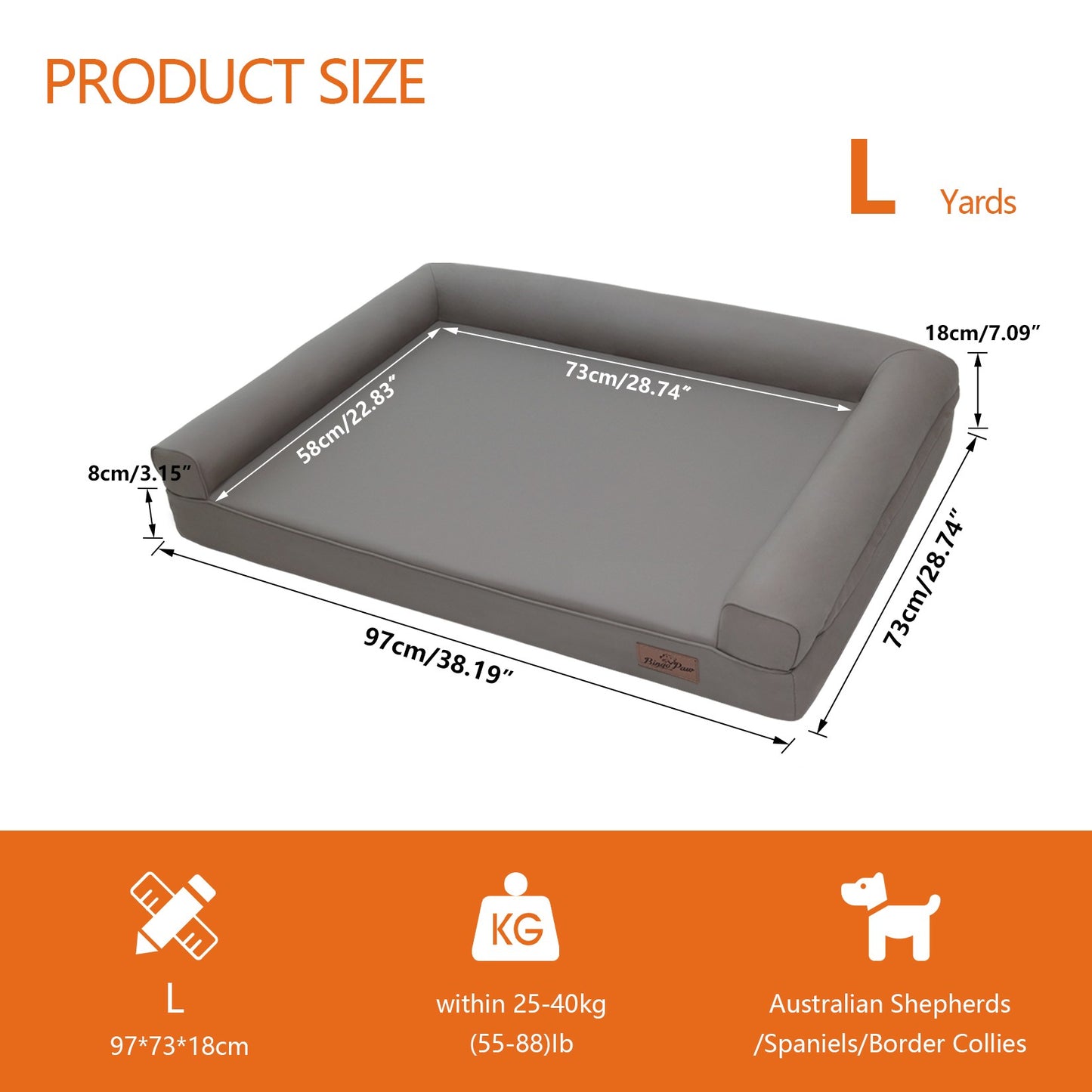 Cama Ortopédica para Cães M-XXL Almofadada em Couro de Microfibra Sofá para Cães de Estimação Impermeável Cama Calmante com Capa Removível Fácil de Limpar