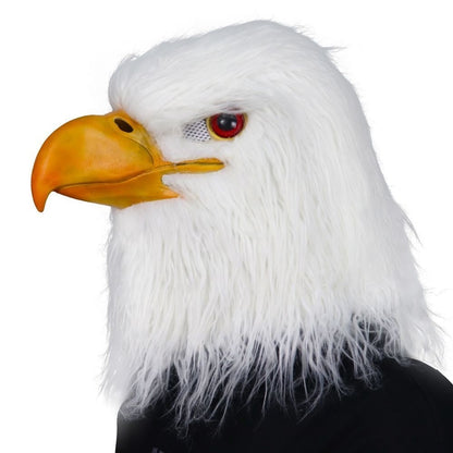 Realistic Bald Eagle Latex Mask White Eagle Bird Head Full Head Costume Mask for Halloween Carnival Cosplay Party