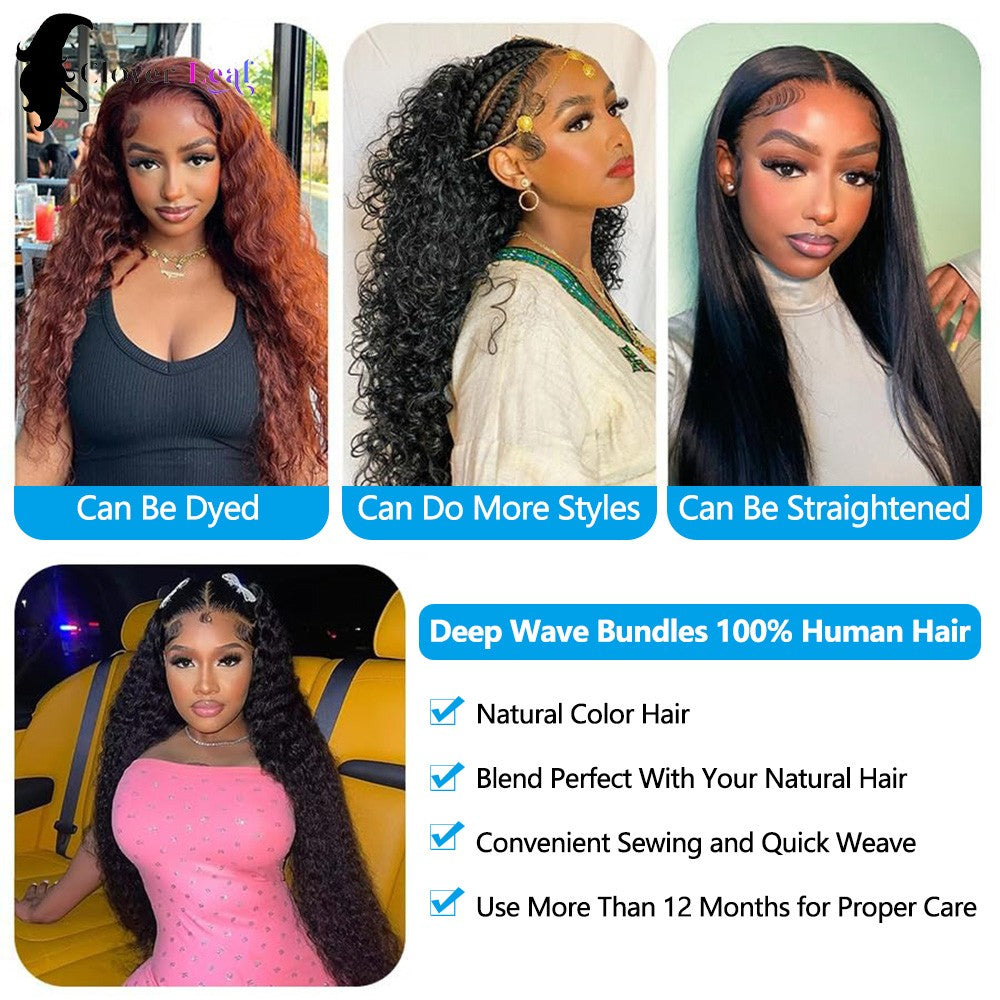 12A Ondas Profundas de Cabelo Humano Brasileiro Remy 30 32 Polegadas Cachos Naturais 100% Cabelo Humano Extensões de Cabelo Humano