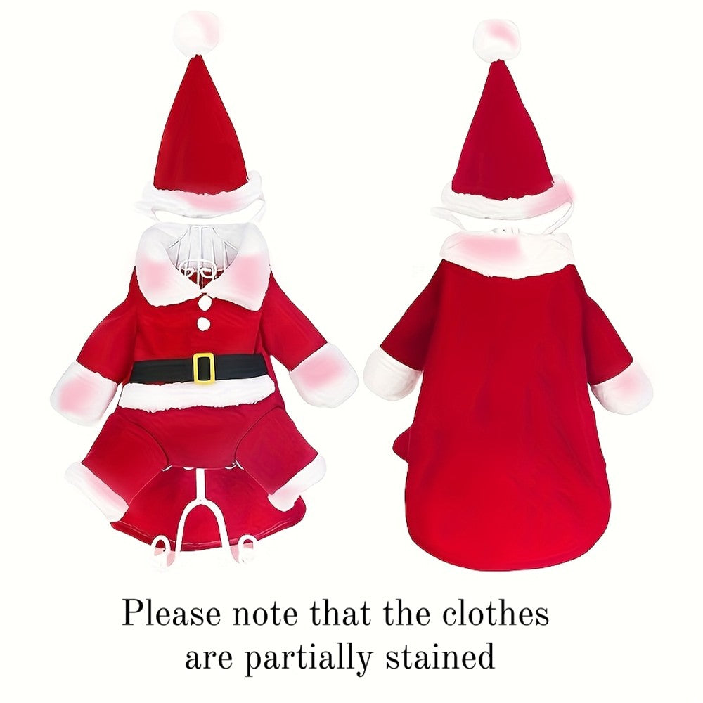 Fantasia Fofa de Gato para o Natal Papai Noel Cosplay Vestido de Estimação para Cães e Gatos Pequenos e Médios Festival Festa Engraçada Macacão Sphynx