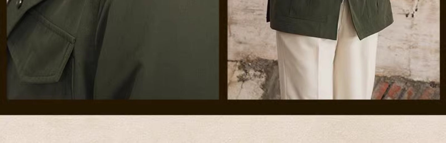 Three Spring and Summer Light Vertical Collar Waist Half Hanging M65 British Jacket Men's Retro Hunting Wear Waterproof Jacket