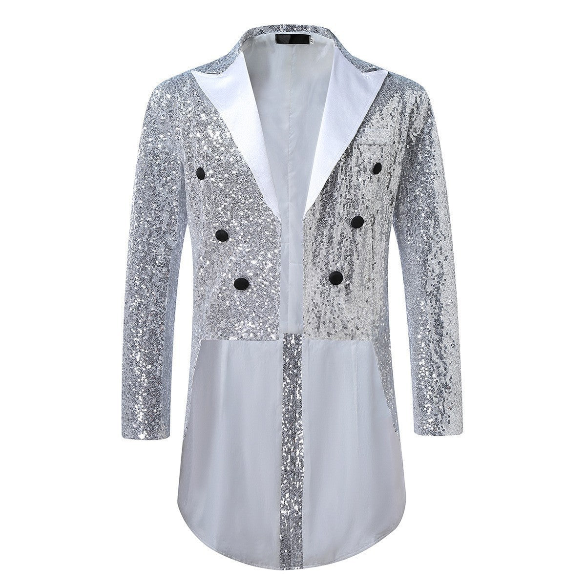 Fashionable Tailcoats for Men's Party Stage Banquets Nightclubs Performances Sequins Designs Slim Fit Blazer Masculino