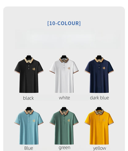 Men's Summer New Luxury Short Sleeve High Quality Designer Pattern Embroidered Anti Wrinkle Polo Shirt Business Casual T-shirt