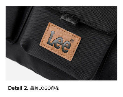 LEE Original Black Fashion Fanny Pack Women Men Korea Style Waterproof Nylon Crossbody Chest Bag Sport Phone Shoulder Waist Bag