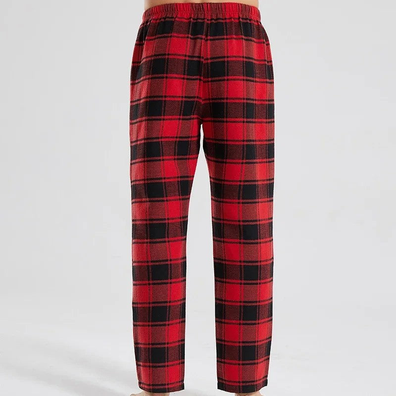 Fashionable casual plaid red plaid pajama pants new men's plaid pajamas soft and comfortable elastic waistband slacks