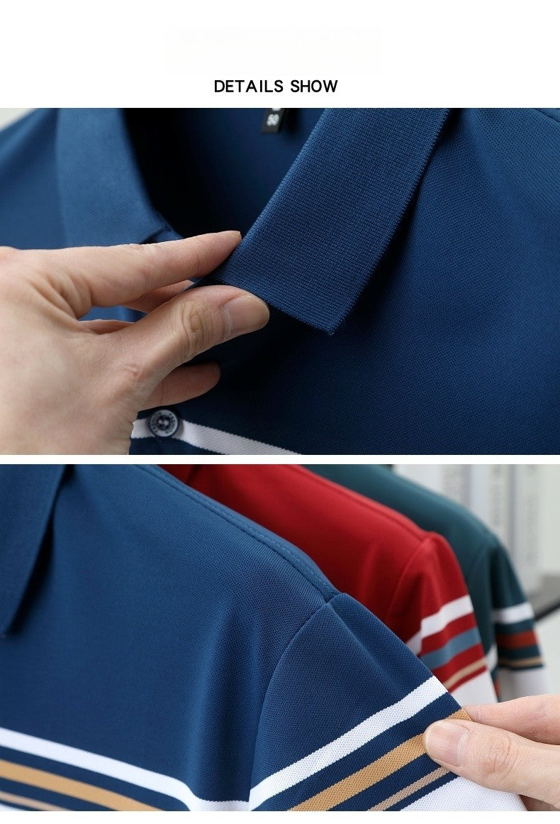 High quality brand men's short sleeved polo shirt summer fashion  striped design youth personalized top casual business T-shirt