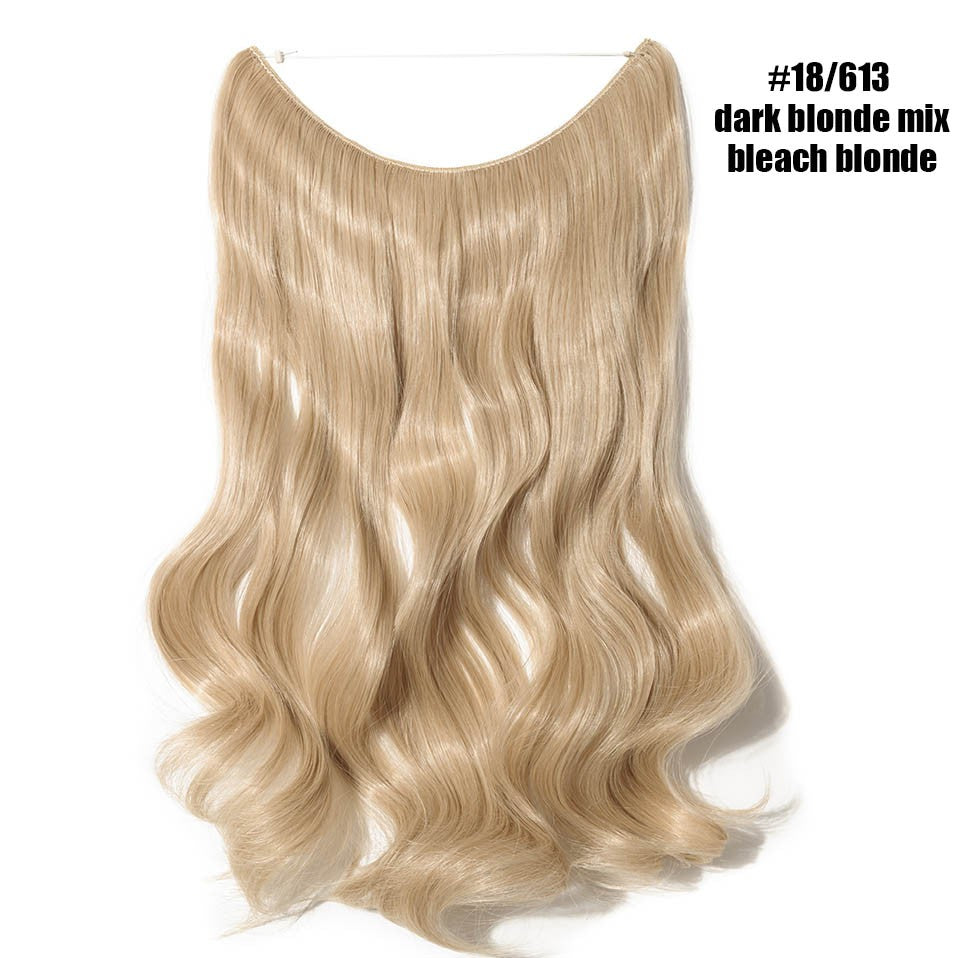 BENEHAIR Cabelo Sintético com Fio Invisível Sem Clipes Extensões de Cabelo Linha Secreta de Pesca Apliques de Cabelo Falso Para Mulheres