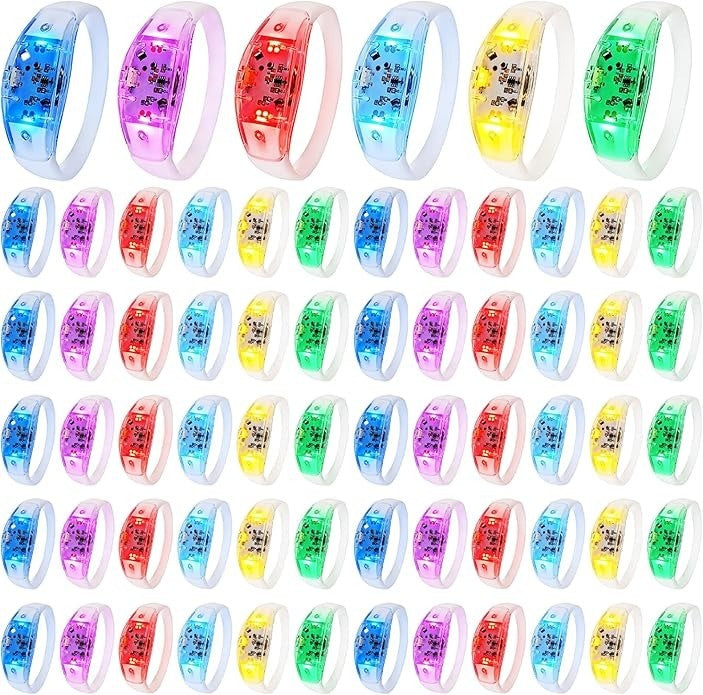 150 Pcs LED Glow Bracelets Sound Activated Light Up Bracelets For Adults Glow In The Dark Party Supplies