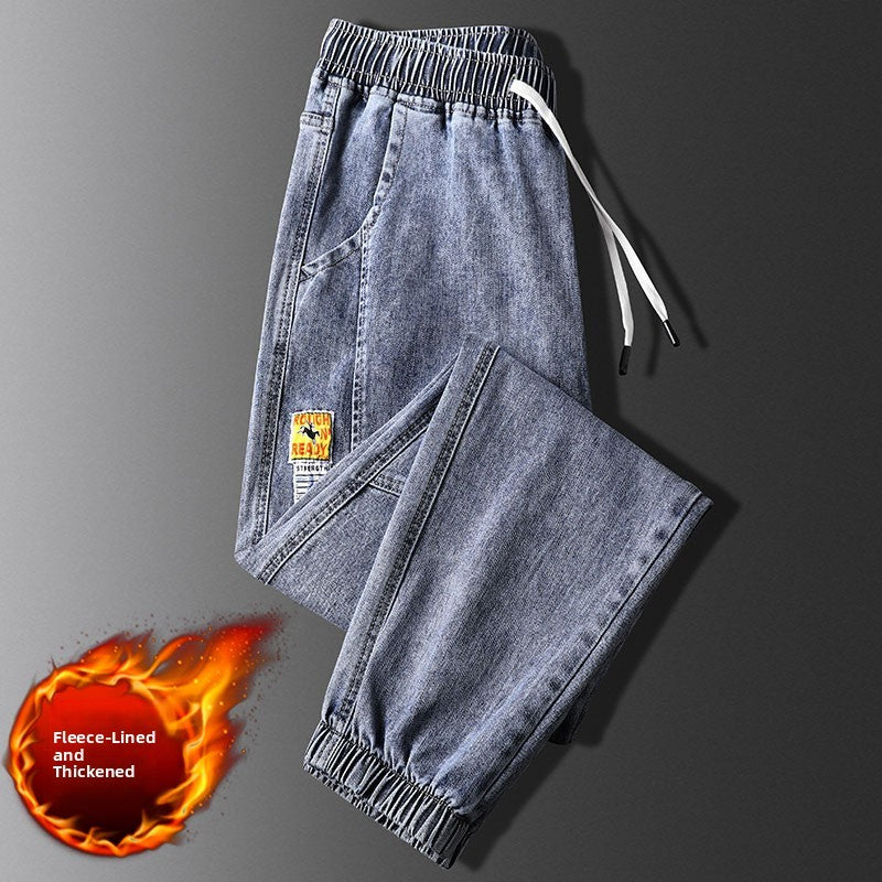 Men's Workwear Jeans Loose Fit Thiened Fce Lined Durable Construction Site Work Clothes Harajuku Sle Long Pants