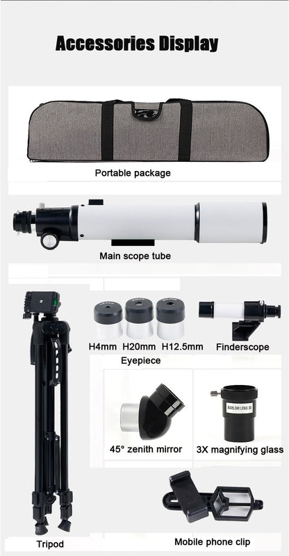 BORWOLF 70500 Telescópio Astronômico Profissional para Espaço Monocular Lente 70MM Poderosa Visão Noturna para Estrelas e Lua