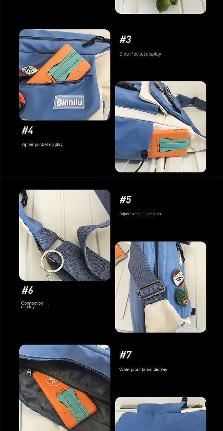 Japanese Simple Messenger Bag Student Nylon Waterproof Canvas Handbag Shoulder Crossbody Bags for Women Men Satchels Bolsas