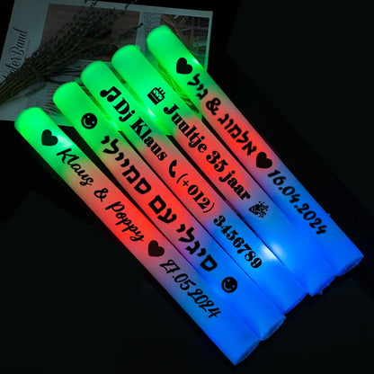 20/30/40Pcs RGB LED Glow Bulk Party Supplies Colorful Glow Sticks Foam Stick Cheer Tube Dark Light Birthday Wedding
