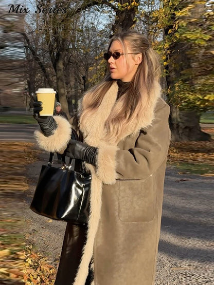 ? Fashion Double Sided Solid Jacket Women Lapel Collar Single Breasted Long Sleeve Coats 2025 Autumn New Lady Utility Outerwear