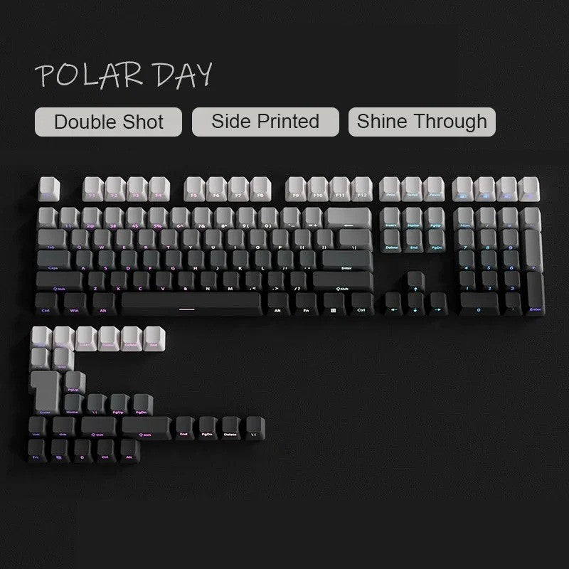 Novas Teclas 133 Gradiente Verde Shine Through Keycaps Impressão Lateral PBT Keycap Perfil Cherry Double Shot para Teclados Mecânicos