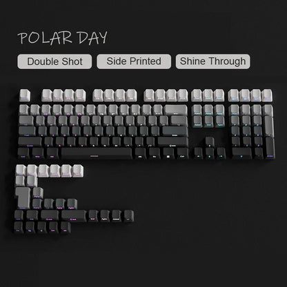 Novas Teclas 133 Gradiente Verde Shine Through Keycaps Impressão Lateral PBT Keycap Perfil Cherry Double Shot para Teclados Mecânicos