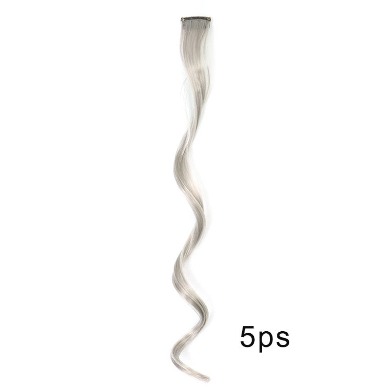 5pcs Colorful Curly Wavy Hair Extensions 18 inch Synthetic Wave Clip-In Hairpieces for Women Cosplay Christmas & New Year Gifts
