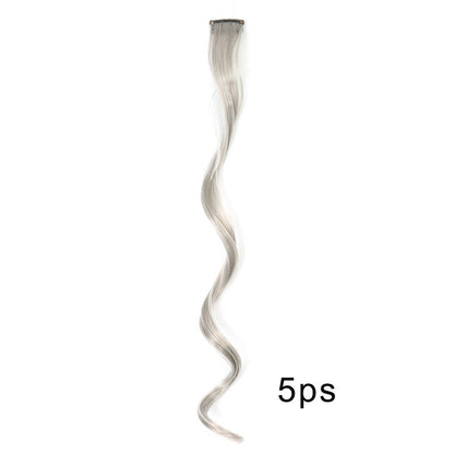 5pcs Colorful Curly Wavy Hair Extensions 18 inch Synthetic Wave Clip-In Hairpieces for Women Cosplay Christmas & New Year Gifts