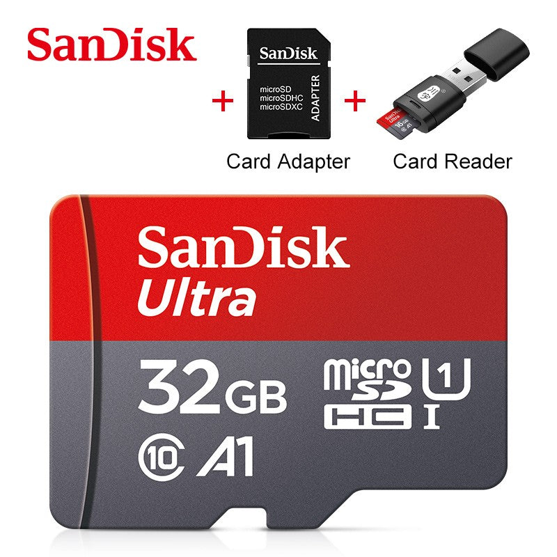 Cartão Micro SD Sandisk Ultra A1 128GB 32GB 64GB 256GB Cartão de Memória STF Cartão de Memória Flash 32/64/128GB para Telefone + Leitor de Cartão