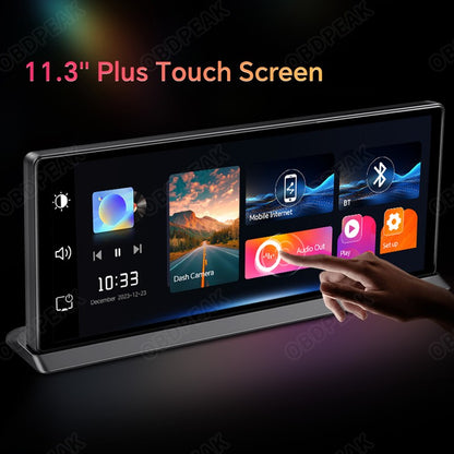 K2 Pro 11.3" DVR Automotivo 4K Câmera Sem Fio Carplay Android Auto Tela AI Câmera de Painel Gravador de Vídeo de Lente Dupla GPS de Navegação de Painel