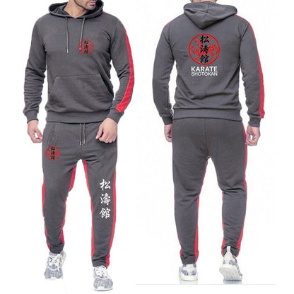 Shotokan Karate 2022 Men's New Solid Color Hooded Sweatshirts Fashion Pullover Top+Sweatpants Casual Jogging Fitness Sports Suit