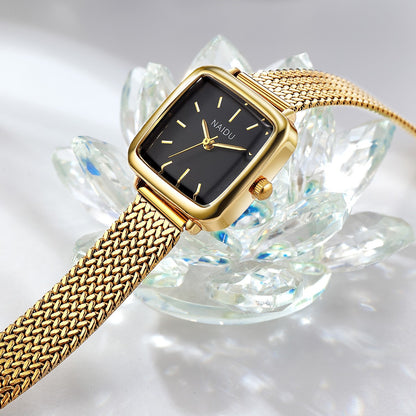 Ladies Small Square Watch Stainless Steel Strap Literary Fashion Retro Quartz Watch