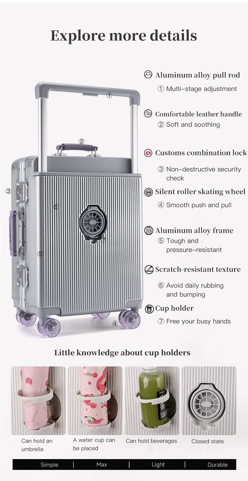 New Style Skate-Wheel Luggage, 24-inch Travel Suitcase, 20-inch Carry-On Suitcase, Premium Combination Lock Suitcase, Business T