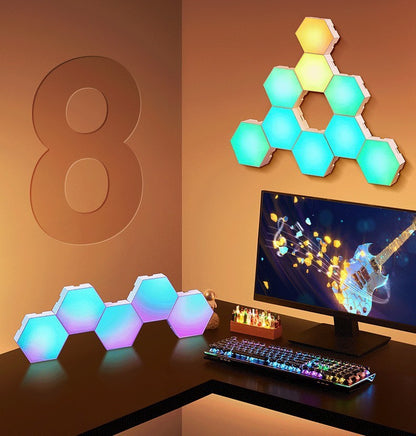Hexagon Wall Lights, Smart LED Light Panels with App & Remote, DIY Room Decor for Autism, Game Room Decor, Party, Gifts, 12 Pack
