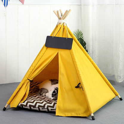Tenda Tipi para Cães e Gatos com Almofada Grossa Casas Portáteis para Filhotes Gatos Cães Coelhos Até 15kg/33lbs