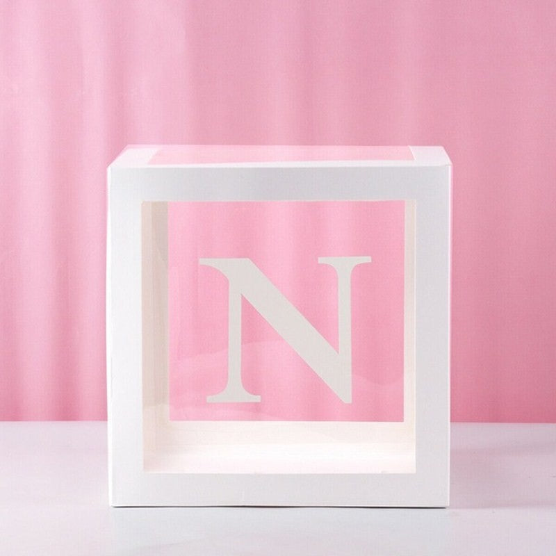 Transparent Letter Balloon Box Baby Shower Decorations Happy Birthday Wedding Decor 1st Birthday Party Supplies Balloon Box