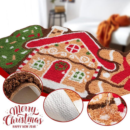 Gingerbread Kitchen Rugs Christmas Doormat Floor Mat With Gingerbread Man Non-Slip Bath Mats Doormats For Indoor Bedroom