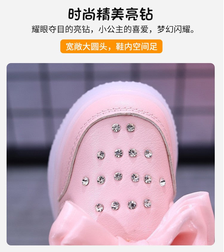 Spring Kids Shoes New Fashion Breathable Sneakers Kids Soft Non Slip Casual Girls Shoe LED Light Cute Versatile Princess Shoe