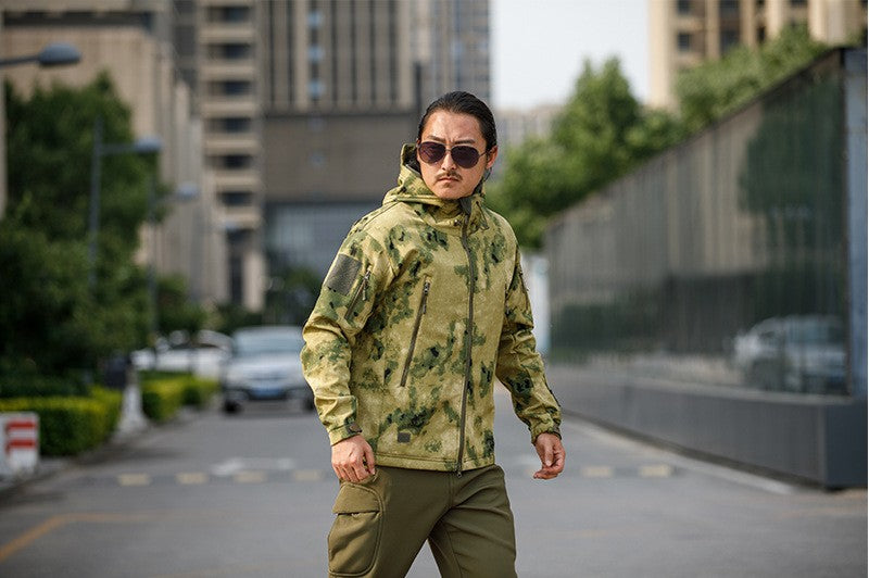 Sharkskin Soft-shell Hard Shell Camouflage Jacket Fleece Thick Tactical Suit Hooded Coat Manufacturers Handsome Outdoor Jacket
