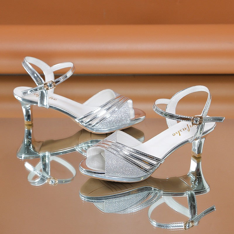 shoes woman trend Summer New Style British Style Fish Mouth Buckle Fashion Open-toe Sandals Women Fashion Comfortable High Heels