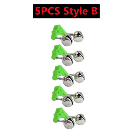 10-1PC Fishing Bite Alarms Fishing Rod Bells Tip Clip Bells Ring Green ABS Fishing Accessory Outdoor Pole Fish Bites Indicators