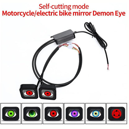 2pcs Motorcycle Devil Eyes Rearview Mirror Light Universal Dynamic LED Motorcycle Bike Handle Devil Eye with Switch Control