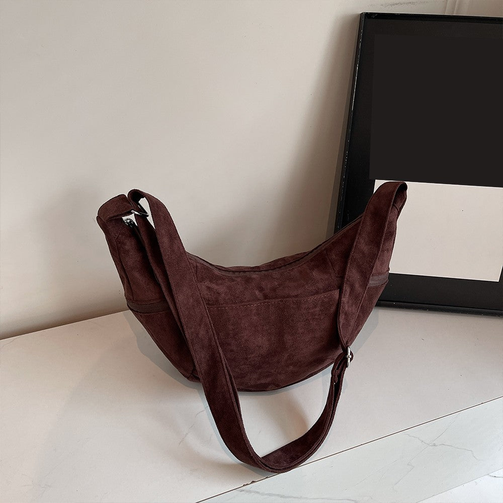 Imitation Suede Bag, New Crossbody Bag, Women's Bag, High-End Feel, Shoulder Bag, Large Capacity Commuting Dumpling Bag