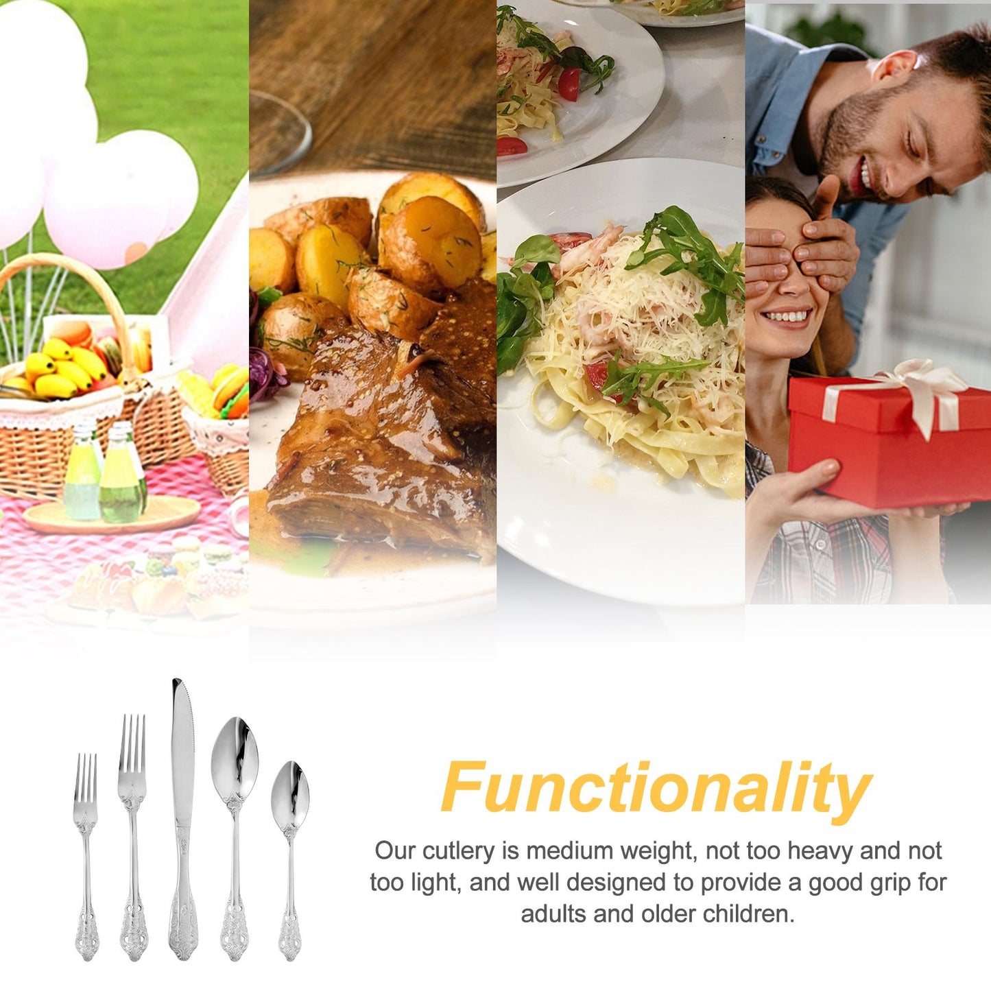 20Pcs High Quality Cutlery Set Handle Exquisite carving Stainless Steel Golden Tableware Knife Fork Spoon Flatware Set Silverwar