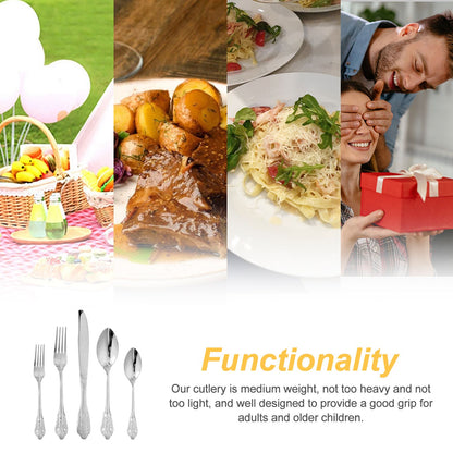 20Pcs High Quality Cutlery Set Handle Exquisite carving Stainless Steel Golden Tableware Knife Fork Spoon Flatware Set Silverwar